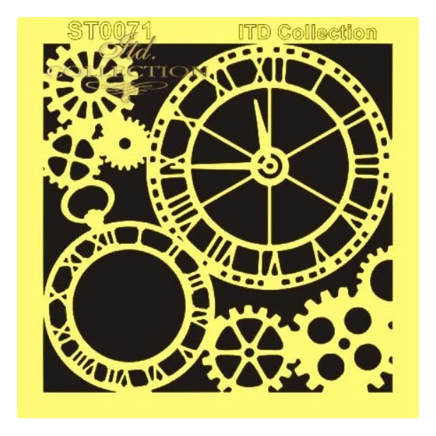 Szablon maska 16x16cm - Zegar, mechanizm