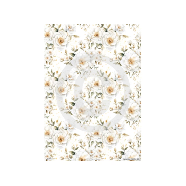 PAPIER RYŻOWY A4 - Kwiaty, tło