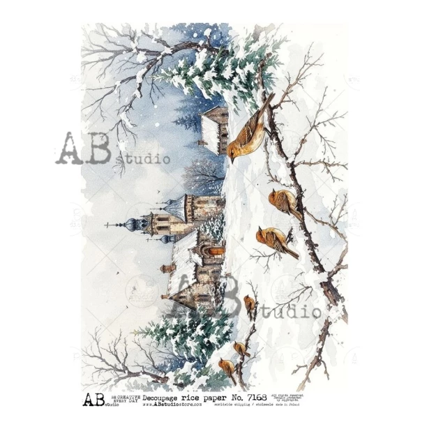 Papier ryżowy A4 - Boże narodzenie, widok, zima