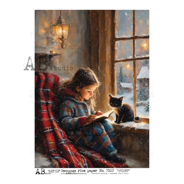 Papier ryżowy A4 - Dziewczynka, zima