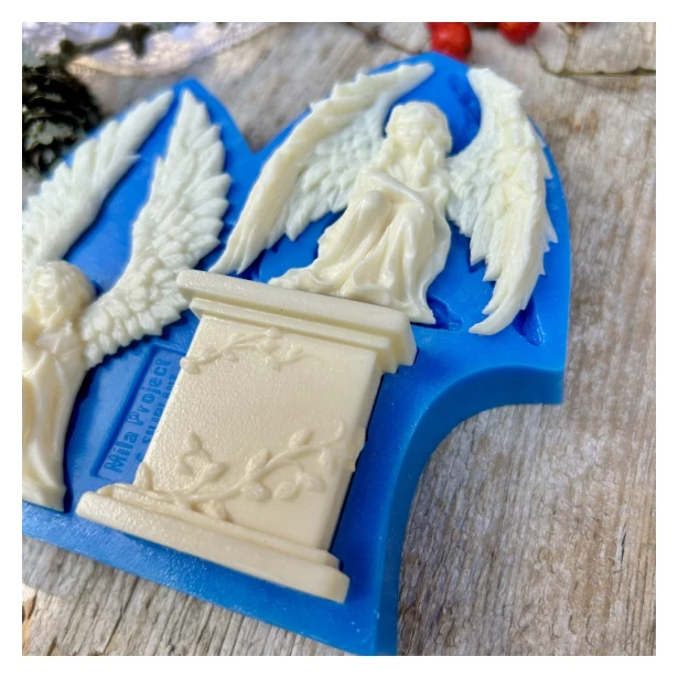 FOREMKA SILIKONOWA ANIOŁY Z POSTUMENTEM 11 x 11,5 cm