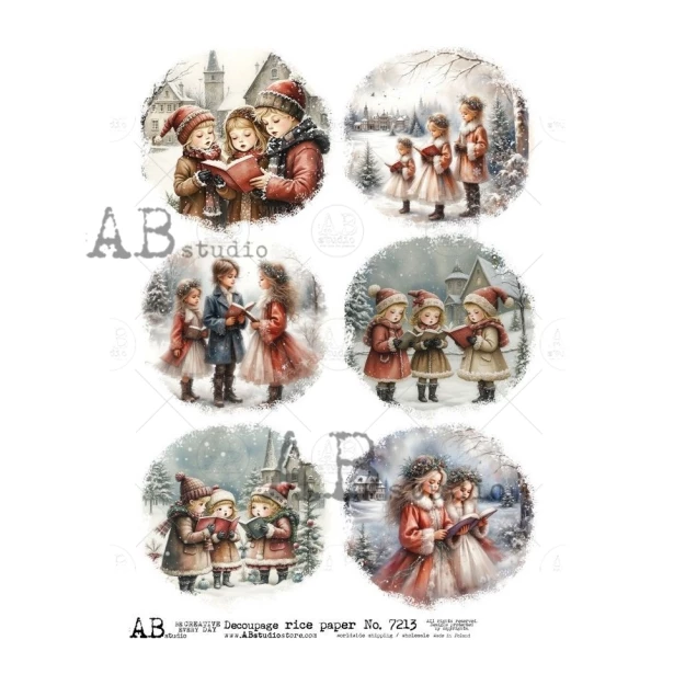 Papier ryżowy A4 - Boże narodzenie, zima, dzieci