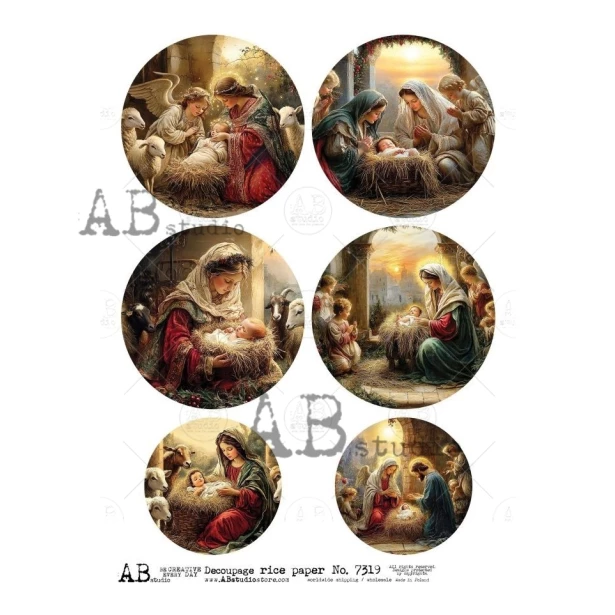 PAPIER RYŻOWY A4 - Boże Narodzenie, stajenka