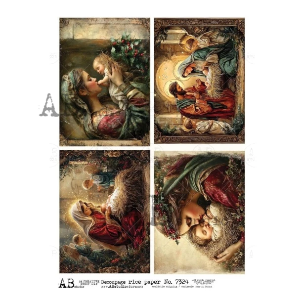 PAPIER RYŻOWY A4 - Boże Narodzenie, stajenka