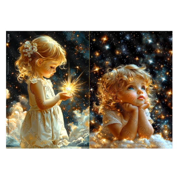 PAPIER RYŻOWY A4 - Dziewczynka, dziecko, gwiazdki
