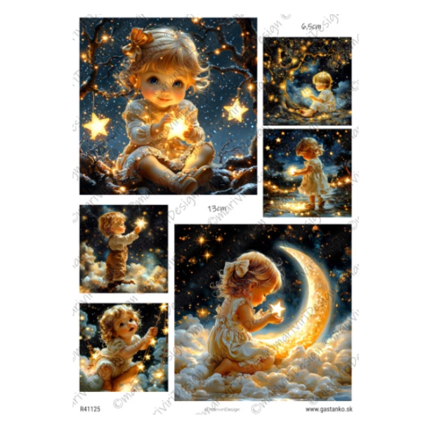 PAPIER RYŻOWY A4 - Dziewczynka, dziecko, gwiazdki