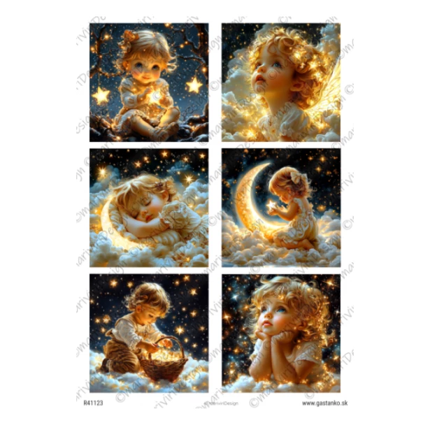 PAPIER RYŻOWY A4 - Dziewczynka, dziecko, gwiazdki