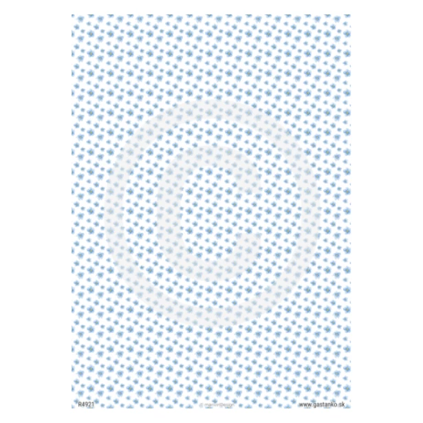 PAPIER RYŻOWY A4 - Tło, niebieskie kwiatki