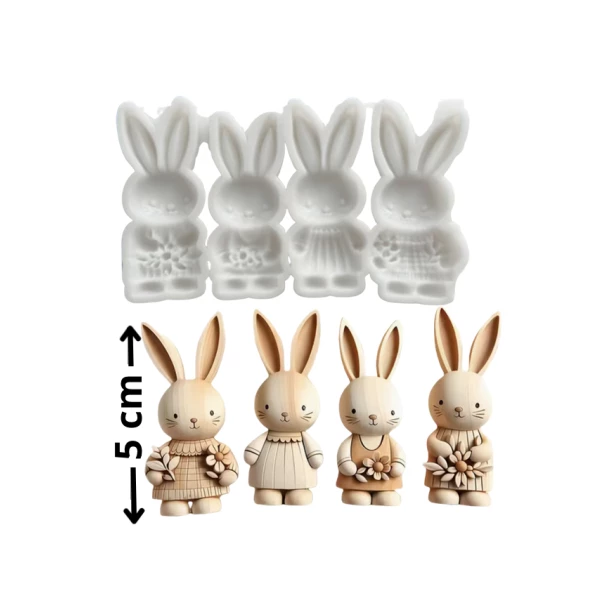 FOREMKA SILIKONOWA zajączki 4 sztuk - 5 cm