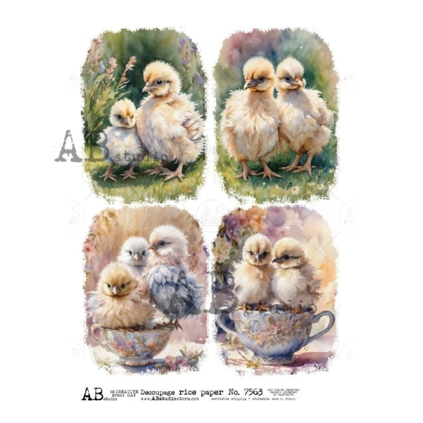 Papier ryżowy A4 - Kurczaczki, Wielkanoc