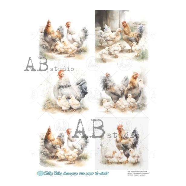 Papier ryżowy A4 - Kogut, Kura Wielkanoc