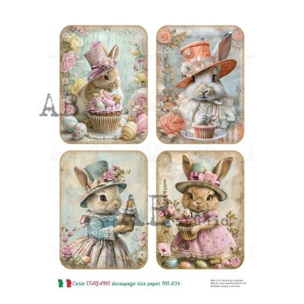 Papier ryżowy A4 - Zajączki, Wielkanoc