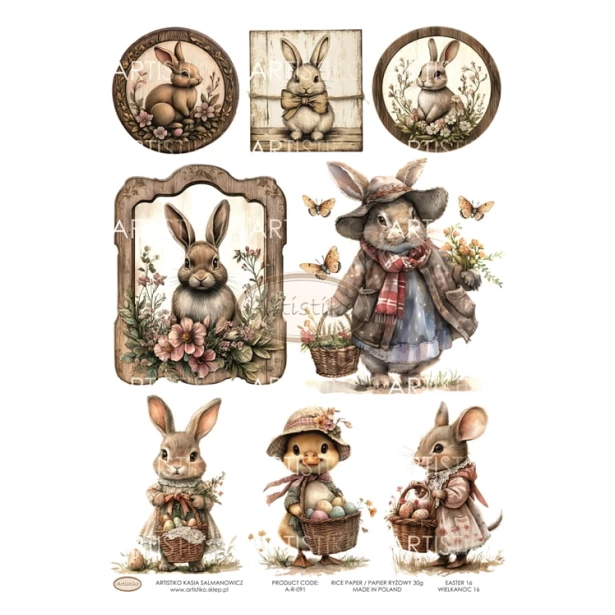 Papier ryżowy A4 - Wielkanoc, zwierzątka