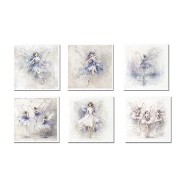 Zestaw papierów ryżowych 14,8x14,8cm Wróżki, baletnice