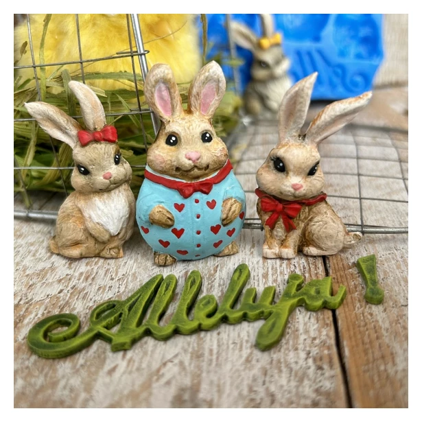 FOREMKA SILIKONOWA ZAJĄCZKI I NAPIS ALLELUJA 9,8 x 8,5cm