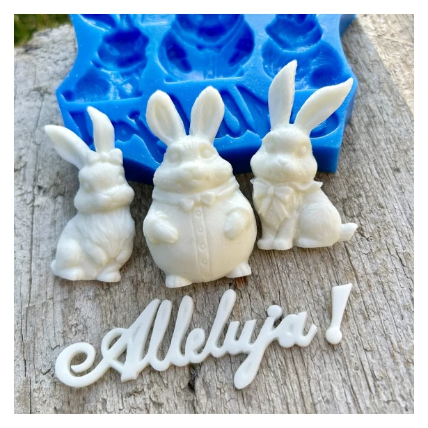 FOREMKA SILIKONOWA ZAJĄCZKI I NAPIS ALLELUJA 9,8 x 8,5cm