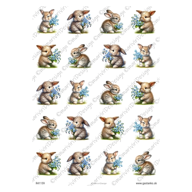 PAPIER RYŻOWY A4 - Zajączki, Wielkanoc