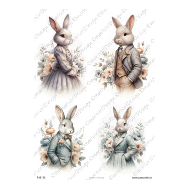 PAPIER RYŻOWY A4 - Zajączki, Wielkanoc