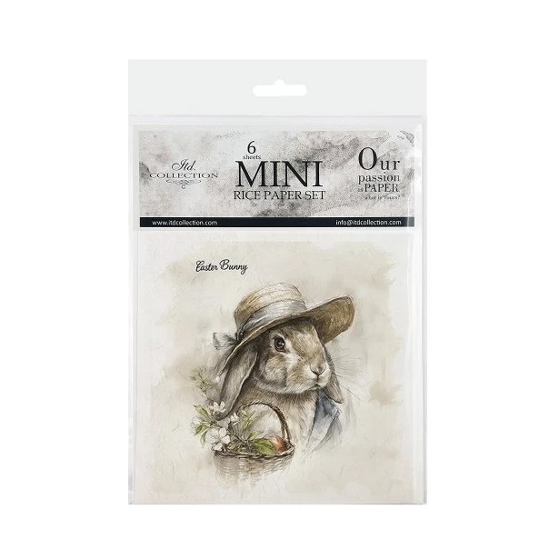Zestaw papierów ryżowych 14,8x14,8cm Wielkanoc, zając, vintage