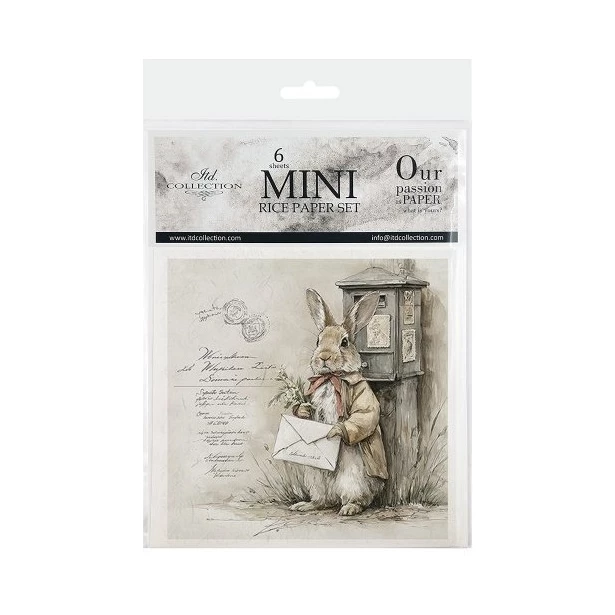 Zestaw papierów ryżowych 14,8x14,8cm Wielkanoc, zając, vintage