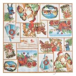 Serwetka - Święty Mikołaj, świąteczne obrazki vintage