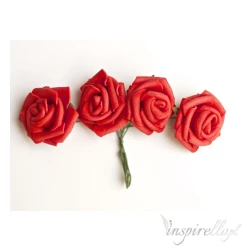 Róże piankowe czerwone 3,5  cm 4 sztuki
