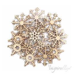 Naklejki drewniane Śnieżynki - 15 sztuk
