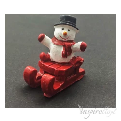 Miniaturka do bombki - Bałwanek na sankach