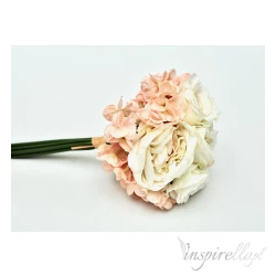 Bukiet róże i hortensja naturalne duże  -  sztuczne kwiaty 30 cm