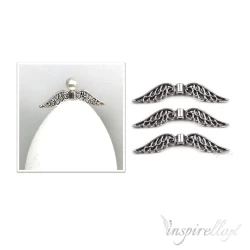 Nakładka biżuteryjna metalowa SKRZYDŁA  8x30mm PLATYNA - 3 sztuki