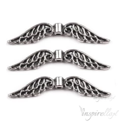 Nakładka biżuteryjna metalowa SKRZYDŁA  8x30mm PLATYNA - 3 sztuki