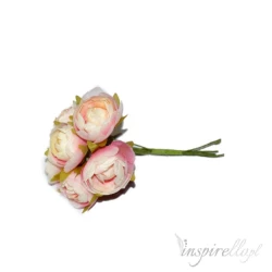 Bukiecik ozdobny róża pudrowa RÓŻOWA 3,5cm - 6 sztuk/główek