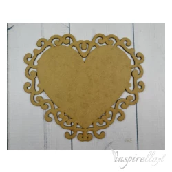 Baza serce ornament HDF/MDF - 21x19cm