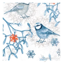 Serwetka  - Niebieskie ptaszki, zima