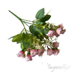 Bukiet różowe małe różyczki sztuczne kwiaty 30cm 15 sztuk