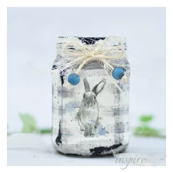 Zestaw papierów ryżowych 14,8x14,8cm Różowe kratki, Misie, Maskotki, Zabawki, Laleczki