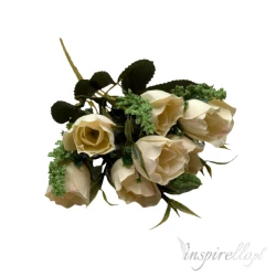 Bukiet kremowe róże sztuczne kwiaty 28cm 8 sztuk
