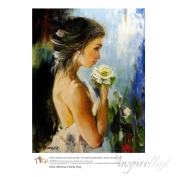 PAPIER RYŻOWY A4 - Kobieta z białą różą