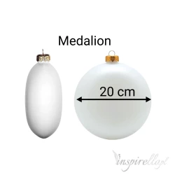 MEDALION - plastikowa biała płaska bombka 20 cm