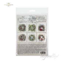 Zestaw papierów ryżowych 14,8x14,8cm świąteczne wianki