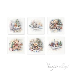 Zestaw papierów ryżowych 14,8x14,8cm miś, choinka