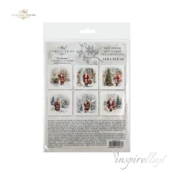 Zestaw papierów ryżowych 14,8x14,8cm święty mikołaj