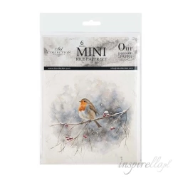Zestaw papierów ryżowych 14,8x14,8cm  ptak, gałązka, zima