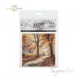 Zestaw papierów ryżowych 14,8x14,8cm  widok jesień, liście