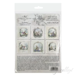 Zestaw papierów ryżowych 14,8x14,8cm Zające, jajko, ramka, Wielkanoc