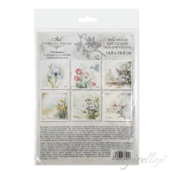 Zestaw papierów ryżowych 14,8x14,8cm kwiaty