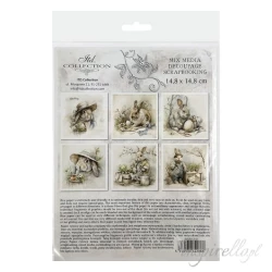 Zestaw papierów ryżowych 14,8x14,8cm Wielkanoc, zając, vintage