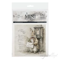 Zestaw papierów ryżowych 14,8x14,8cm Wielkanoc, zając, vintage