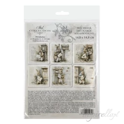 Zestaw papierów ryżowych 14,8x14,8cm Wielkanoc, zając, vintage