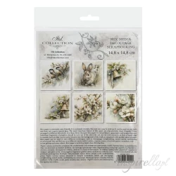 Zestaw papierów ryżowych 14,8x14,8cm Wielkanoc, zając, ptaki, kwiaty